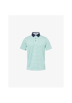 Mens G/Fore Herringbone-Stripe Contrast-Collar Stretch-Woven Polo Top