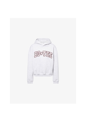 Womens Bo+Tee Embroidered-Logo Kangaroo-Pocket Jersey Hoodie