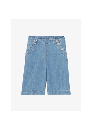 Womens Claudie Pierlot Sailor Mid-Rise Denim Bermuda Shorts