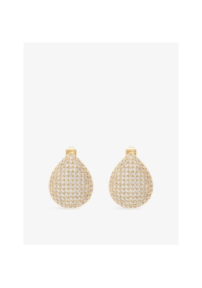 Womens Lisa Gozlan Pave Teardrop 18ct Yellow Gold-Plated Brass Earrings