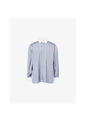 Mens Tom Ford Pinstripe Contrast-Collar Silk Shirt