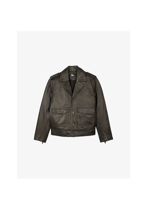 Mens The Kooples Side-Pocket Zipped-Cuff Leather Jacket
