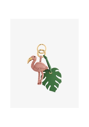 Chloe Flamingo Palm-Leaf Raffia and Leather Bag Charm