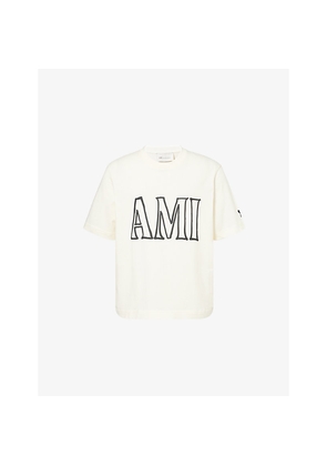 Mens Ami Paris Logo-Print Boxy Cotton T-Shirt