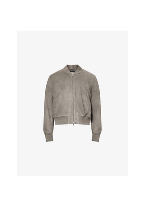 Mens Ami Paris Logo-Embossed Suede Bomber Jacket