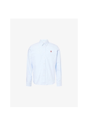 Mens Ami Paris Logo-Embroidered Regular-Fit Cotton Shirt