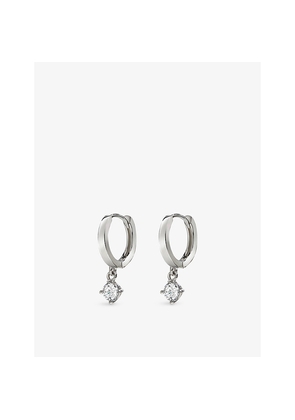 Womens Carat London Tilda Hoop White-Gold Plated Sterling-Silver Earrings