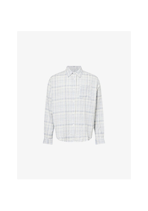 Mens Palmes Checked Wrinkle Cotton and Linen-Blend Shirt