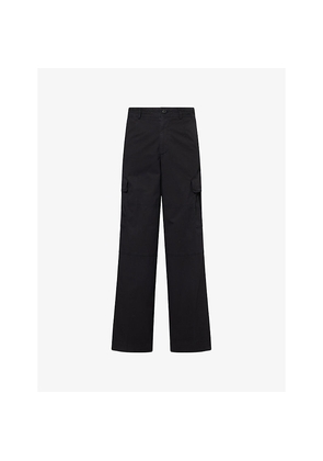 Mens Dries Van Noten Patch-Pocket Wide-Leg Cotton Cargo Trousers