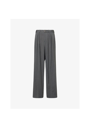 Mens Dries Van Noten Preaches Wide-Leg Linen-Blend Trousers