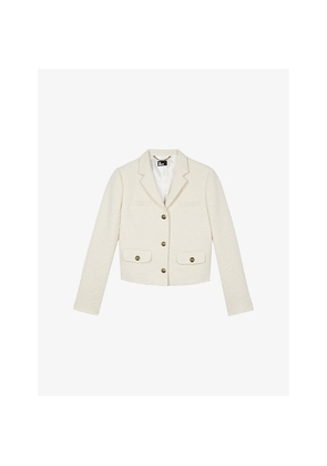 Womens The Kooples Single-Breasted Tweed Cotton-Blend Jacket