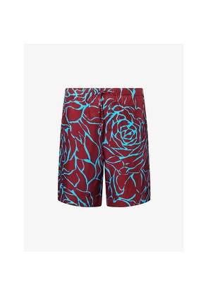 Mens Dries Van Noten Graphic-Print Drawstring Woven Shorts