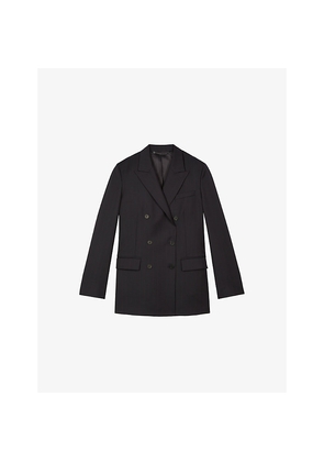 Womens The Kooples Double-Breasted Notch-Lapel Wool Blazer