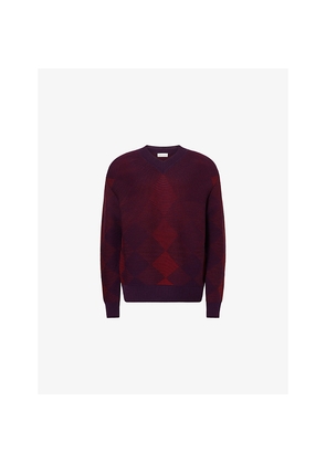 Mens Dries Van Noten Mail Diamond-Print Merino Wool-Blend Jumper