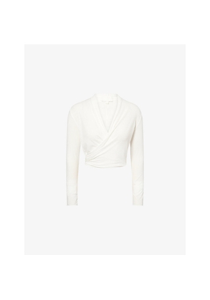 Womens Sisterly Tribe Ribbed Ballet Bamboo-Blend Wrap Top