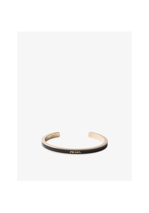 Prada Enamelled-Logo Metal Cuff Bracelet