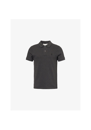Mens Ami Paris Logo-Embroidered Knitted Cotton Polo Top