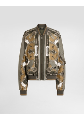 Dolce & Gabbana Cargo-print Oversized Twill Bomber Jacket - Man Coats And Jackets Multicolor 50