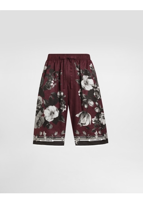 Dolce & Gabbana Peony Ramage-print Vanity Twill Trousers - Man Pants And Shorts Multicolor 50