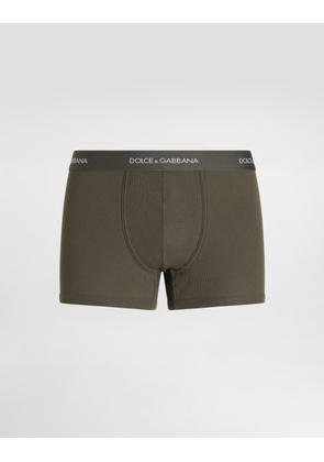 Dolce & Gabbana Ribbed Cotton Boxer Shorts - Man Underwear And Loungewear Green Cotton 7
