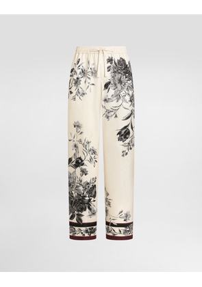 Dolce & Gabbana Flower Bouquet-print Vanity Twill Trousers - Man Pants And Shorts Multicolor 48