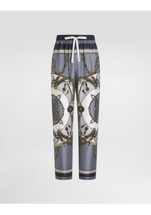 Dolce & Gabbana Cargo-print Vanity Silk Twill Trousers - Man Pants And Shorts Multicolor 44