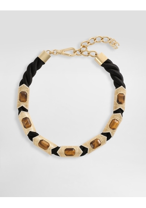 Dolce & Gabbana Rope Necklace With Tiger's Eye Stone - Man Bijoux Multi-colored Metal Onesize