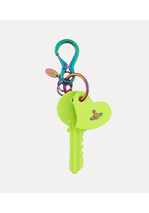 Vivienne Westwood Key And Heart Keyring Leather Fluro-green One Size Unisex