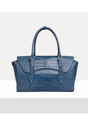 Vivienne Westwood Bettina Medium Handbag Emboss Croc Leather Blue