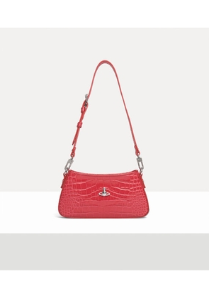 Vivienne Westwood Tasha Shoulder Phone Bag Emboss Croc Leather Coral