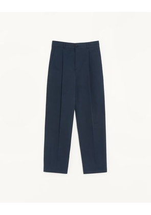 Valentino Valentino Trousers In Cotton Gabardine With Vlogo Embroidery Man NAVY 44