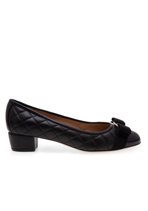 Salvatore Ferragamo Quilted Vara Bow Pumps In Black