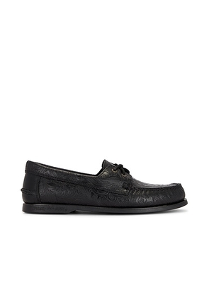 Sperry x One of these Days Lou Boat Shoe in Black Leather Embossed - Black. Size 8 (also in 10, 10.5, 11, 12, 8.5, 9, 9.5).