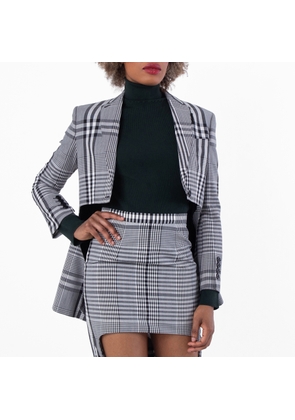 Burberry Ladies Check Single-breasted Technical Blazer