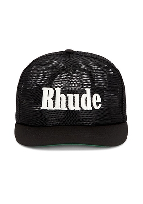 Rhude Logo Mesh Hat in Black & White - Black. Size all.
