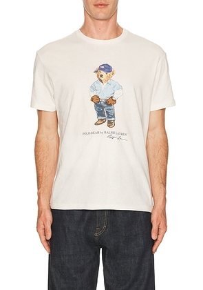 Polo Ralph Lauren Novelty Denim Bear Tee in Nevis - White. Size S (also in L, M, XL/1X, XXL/2X).