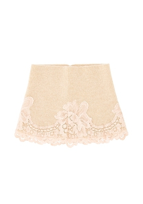 Valentino Garavani V Logo Cashmere Lace Headband in Alabaster & Rose Dust - Beige. Size L/XL (also in ).