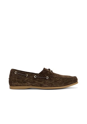 TOM FORD Ocelot Printed Suede Robin Boat Shoe in Brown & Khaki - Brown. Size 41 (also in 42, 43, 44).