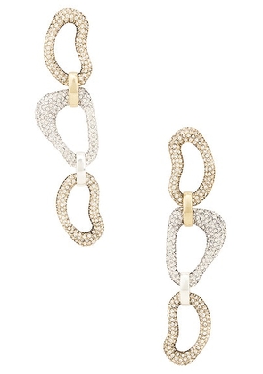 AREA Crystal Link Drop Earrings in Antique Gold & Antique Silver - Metallic Silver. Size all.