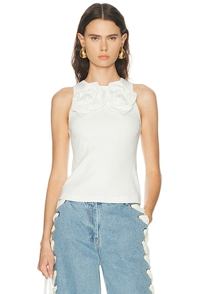 AKNVAS Camille Flower 3d Tank Top in White - White. Size XS (also in L, M, S).