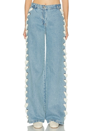 AKNVAS Lyd Laced Trouser in Sky Blue Denim - Blue. Size 0 (also in 2, 6, 8).