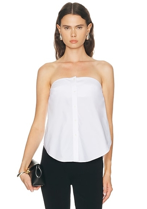Brandon Maxwell Shea Strapless Shirt in White - White. Size 2 (also in 6).