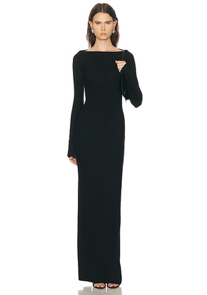 Eterne Long Sleeve Boatneck Maxi Dress in Black - Black. Size XS (also in L, M, S, XL).