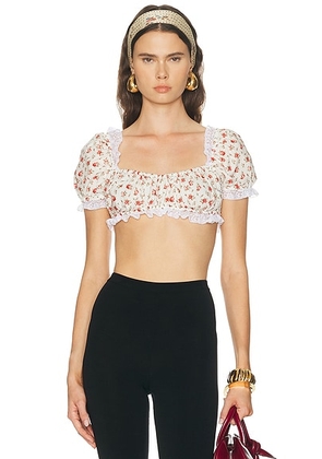 Dolce & Gabbana Cropped Top in White & Red - White. Size 36 (also in 40, 42).