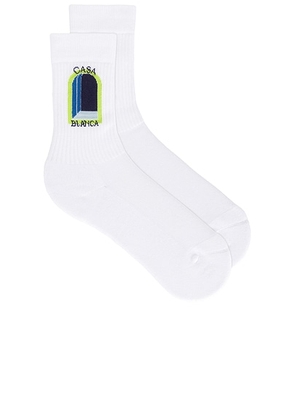 Casablanca Gradient Arch Socks in White  Blue  & Lime - Blue. Size M (also in L).