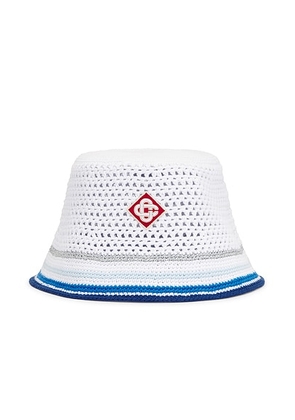 Casablanca Mesh Stripe Crochet Hat in White & Blue - White. Size all.
