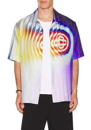 Casablanca Shockwave Cuban Collar Shirt in Shockwave - Blue. Size M (also in S, XL/1X).