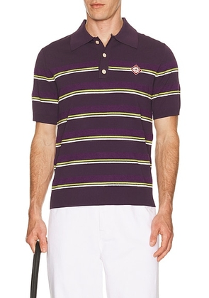 Casablanca Stripe Polo Shirt in Multi - Purple. Size M (also in L, XL/1X, XXL/2X).