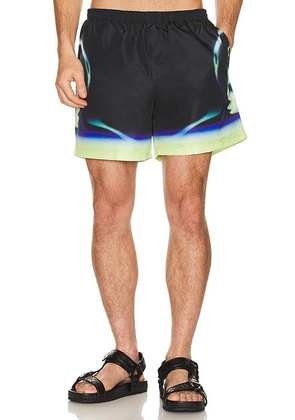Casablanca Sporchid Black Printed Swim Shorts in Sporchid Black - Black. Size M (also in L, XL/1X, XXL/2X).