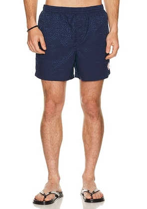 Casablanca Monogram Jacquard Swim Shorts in Navy - Navy. Size M (also in L, XL/1X, XXL/2X).